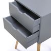 Bedroom Storage Nightstand Shelf with 2 Drawers - Set of 2,Gray