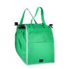 Green Non-woven Supermarket Shopping Cart Shopping Bag Trolley Hanging Bag Portable Eco Bag