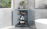 Blue Triangle Bathroom Storage Cabinet with Adjustable Shelves; Freestanding Floor Cabinet for Home Kitchen