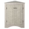 White Marble Triangle Bathroom Storage Cabinet with Adjustable Shelves; Freestanding Floor Cabinet for Home Kitchen