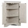 White Marble Triangle Bathroom Storage Cabinet with Adjustable Shelves; Freestanding Floor Cabinet for Home Kitchen