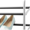 10-Tier Rolling 50 Pair Shoe Rack; Metal; Chrome