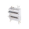 Shoe Cabinet; 16 Pair Shoe Rack Storage Organizer with 2 Flip Drawers; White Entryway Shoe Storage Cabinet for Heels; Boots; Slippers (White)