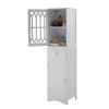 Tall Bathroom Cabinet; Freestanding Storage Cabinet with Drawer and Doors; MDF Board; Acrylic Door; Adjustable Shelf; White