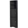 Tall Bathroom Corner Cabinet, Freestanding Storage Cabinet with Doors and Adjustable Shelves, MDF Board, Black