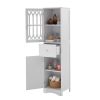 Tall Bathroom Cabinet; Freestanding Storage Cabinet with Drawer and Doors; MDF Board; Acrylic Door; Adjustable Shelf; White