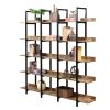 [VIDEO] 5 Tier Bookcase Home Office Open Bookshelf; Modern Industrial Style Shelf with Metal Frame; MDF Board