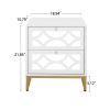 2 drawer nightstand,Small Bedside Table with 2 Drawers,White Mirrored Nightstand,with Gold Legs, Side Table with Storage for Bedroom, Living Room