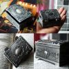 Retro Carved Pattern Ring Box Alloys Jewelry Box Ring Display Box; 2.55 by 2.1''