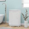 White Bathroom Cabinet Triangle Corner Storage Cabinet with Adjustable Shelf Modern Style MDF Board