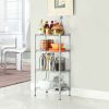 Rectangle Carbon Steel Metal Assembly 4-Shelf Storage Rack Silver Gray RT