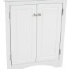 White Triangle Bathroom Storage Cabinet with Adjustable Shelves; Freestanding Floor Cabinet for Home Kitchen