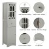 Tall Bathroom Cabinet; Freestanding Storage Cabinet with Drawer and Doors; MDF Board; Acrylic Door; Adjustable Shelf; Grey