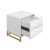 2 drawer nightstand,Small Bedside Table with 2 Drawers,White Mirrored Nightstand,with Gold Legs, Side Table with Storage for Bedroom, Living Room