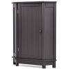 Bathroom Cabinet Triangle Corner Storage Cabinet with Adjustable Shelf Modern Style MDF Board; Black Brown