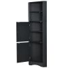 Tall Bathroom Corner Cabinet, Freestanding Storage Cabinet with Doors and Adjustable Shelves, MDF Board, Black