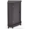 Bathroom Cabinet Triangle Corner Storage Cabinet with Adjustable Shelf Modern Style MDF Board; Black Brown