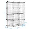 12-Cube Organizer Cube Storage Shelves Wire Cube Storage Origami Shelves Metal Grid Multifunction Shelving Unit Modular Cubbies Organizer Bookcase RT