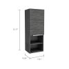 Mila Bathroom Cabinet; Two Interior Shelves; Two External Shelves; Single Door Cabinet -Smokey Oak