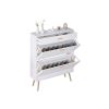 Shoe Cabinet; 16 Pair Shoe Rack Storage Organizer with 2 Flip Drawers; White Entryway Shoe Storage Cabinet for Heels; Boots; Slippers (White)