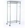 Double Hanging Garment Rack; 38.2in Wx 23.6in Dx 66.1in H; Gunmetal Finish; Gray