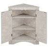 White Marble Triangle Bathroom Storage Cabinet with Adjustable Shelves; Freestanding Floor Cabinet for Home Kitchen