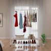 Clothing Garment Rack with Shelves, Metal Cloth Hanger Rack Stand Clothes Drying Rack for Hanging Clothes RT