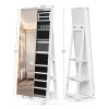 Jewelry Armoire with Full Length Mirror 360Â° and Large Capacity Jewelry Organizer Armoire; Lockable Mirror with Jewelry Storage; Multi Storage Shelves