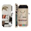 Full Mirror Octagon Fashion Simple Jewelry Storage Mirror Cabinet Can Be Hung On The Door Or Wall