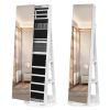 Jewelry Armoire with Full Length Mirror 360Â° and Large Capacity Jewelry Organizer Armoire; Lockable Mirror with Jewelry Storage; Multi Storage Shelves