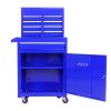 Detachable 4 Drawer Tool Chest with Bottom Cabinet and one Adjustable Shelf--Blue