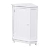 White Bathroom Cabinet Triangle Corner Storage Cabinet with Adjustable Shelf Modern Style MDF Board