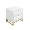 2 drawer nightstand,Small Bedside Table with 2 Drawers,White Mirrored Nightstand,with Gold Legs, Side Table with Storage for Bedroom, Living Room