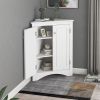 White Triangle Bathroom Storage Cabinet with Adjustable Shelves; Freestanding Floor Cabinet for Home Kitchen