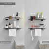 Glass Shelf for Bathroom 15.7in Bathroom Shelves Wall Mounted Tempered Glass Shelf with Rail Floating Shelves Bathroom Glass Shower Shelf