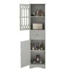 Tall Bathroom Cabinet; Freestanding Storage Cabinet with Drawer and Doors; MDF Board; Acrylic Door; Adjustable Shelf; Grey