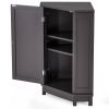 Bathroom Cabinet Triangle Corner Storage Cabinet with Adjustable Shelf Modern Style MDF Board; Black Brown