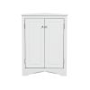 White Triangle Bathroom Storage Cabinet with Adjustable Shelves; Freestanding Floor Cabinet for Home Kitchen