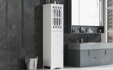 Tall Bathroom Cabinet; Freestanding Storage Cabinet with Drawer and Doors; MDF Board; Acrylic Door; Adjustable Shelf; White