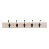 Coat Rack Wall Mounted Wooden  5 Iron Hooks Rustic Premium Solid Wood Coat Hanger