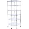 6-Layer Chrome Plated Polygonal Corner Shelf with 2" PP Wheels 680*680*1800 Silver