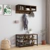 Coat Rack Shoe Bench Set; Hall Tree with Shoe Bench; Industrial Shoe Rack Bench with Coat Rack; 7 Hooks for Entryway; Hallway; 5-in-1Design; Brown