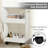 Slim Rolling 3-Tier Bathroom Mobile Shelving Cabinet wih Handle