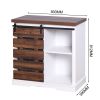 Living Room Wooden White Storage Cabinet with Barn Door 31.5 x 15.35 x 32 inch