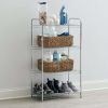 Freestanding 4-Tier Multipurpose Wire Shelving Unit, Satin Nickel. For Closet Organization. Great for laundry rooms, closets and mudrooms