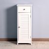 Bathroom Floor Cabinet Storage Organizer Set with Drawer and Single Shutter Door Wooden White