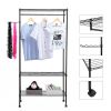 3-Tier Closet Organizer Metal Garment Rack Portable Clothes Hanger Home Shelf RT