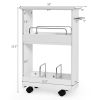 Slim Rolling 3-Tier Bathroom Mobile Shelving Cabinet wih Handle