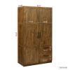 High wardrobe and kitchen cabinet with 2 doors; 2 drawers and 5 storage spaces; walnut