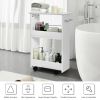 Slim Rolling 3-Tier Bathroom Mobile Shelving Cabinet wih Handle